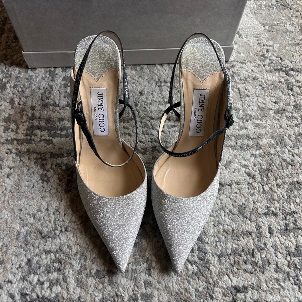 Jimmy Choo Silver Heels Elegant Design